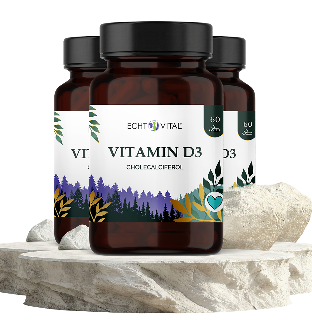 Vitamin D3 Kapseln natürlich - ECHT VITAL Premium Qualität